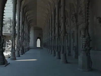 Durbar king court darbar fort interior 3d model 3D model