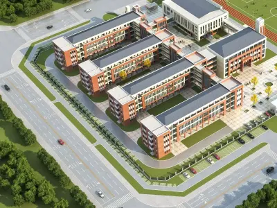Modern School Campus 3D model