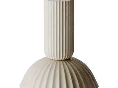 Jeanne Fluted White Porcelain Dome Pendant Light 3D model