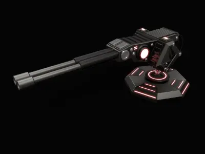 LowPoly Sci-Fi Turret V1 Updated Low-poly 3D model