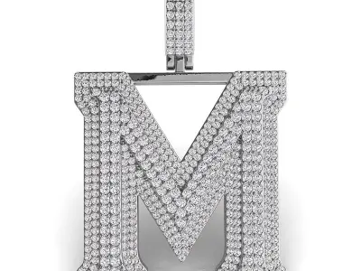Alphabet Latter M Diamond Pendent 3D print model