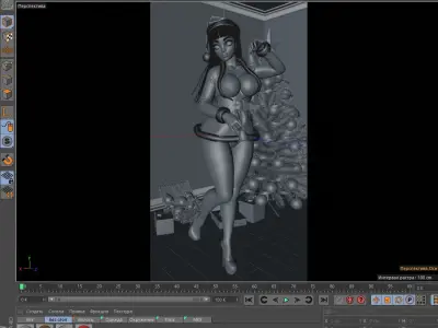 3D Santa Claus Girl anime Low-poly 3D model