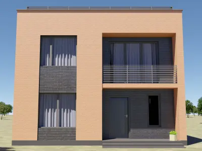 Modern house 3D model Low-poly 3D model