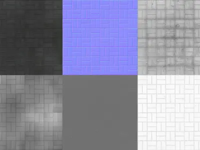 Seamless PBR Scanned Basket Weave Pavement Texture Texture