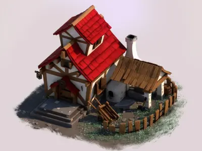 Stylized House Low-poly 3D model