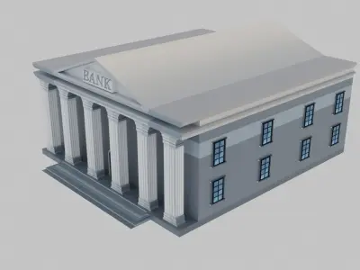 Bank Building Low-poly 3D model