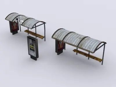 street elements Low-poly 3D model