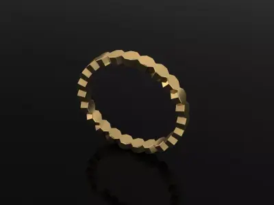 Hexagon Band Ring Mix Size 4 5 6 7 8 9 10 3D print model