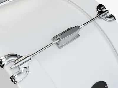 Marching bass drum with carrier pure white 3D model