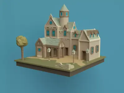 low poly castle Low-poly 3D model