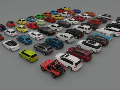  collection of 50 low poly cars 