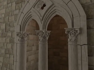 Classical medieval mullioned Low-poly 3D model