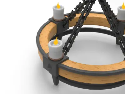 Chandelier candle hanging from chain Low-poly 3D model