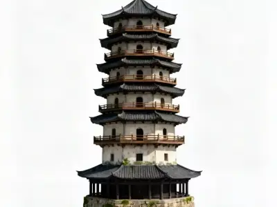 Ancient Multi-Tiered Chinese Pagoda 3D Model Low-poly 3D model