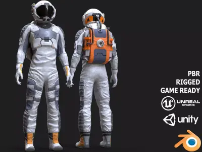 MX00 Male Space Suit V1 LITE VERSION Low-poly 3D model