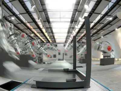 Robotic Factory Production 3d Printer Scene Animated Rigged 3D model