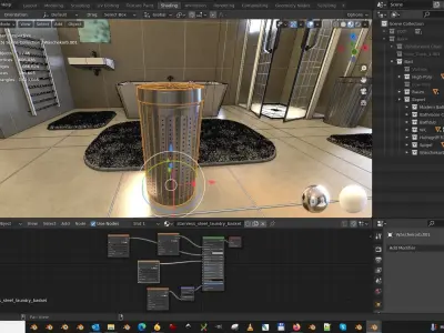 Stainless Steel Laundry Basket Low-poly 3D model