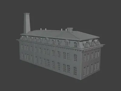 Historic Brick Industrial Factory Building Low Poly 3D print model