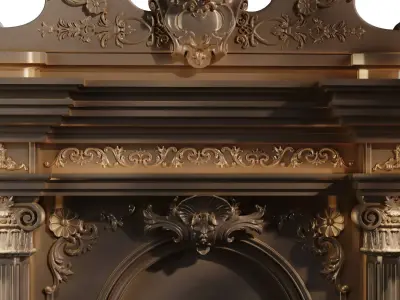 Baroque Wall Niche set 926 Low-poly 3D model