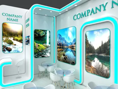Booth Exhibition Stand Stall 8x4m Height 450 cm 1 Side Open 3D model