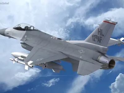  Fighter F-16 with Missile Launcher LAU-129 Rigged for Cinema 4D 