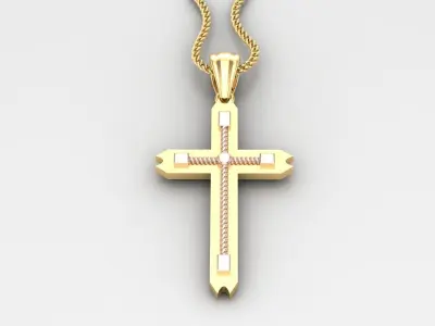 High Cross Pendant Light Gold 18K 4CP092 3D print model