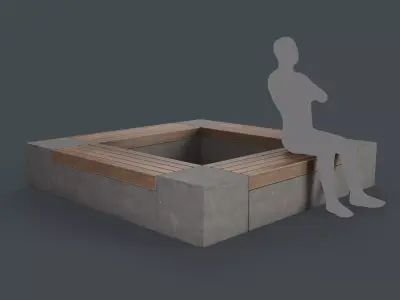 Modern Outdoor Bench 115 PBR Game Ready Low-poly 3D model