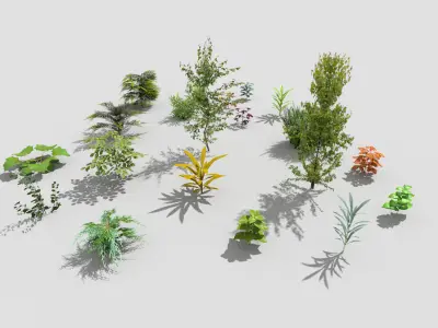 low poly foliage pack Low-poly 3D model