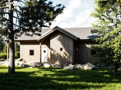 Wooden Cabin 3D Model Modern Architecture IFC SKP OBJ GLB FBX 3D model