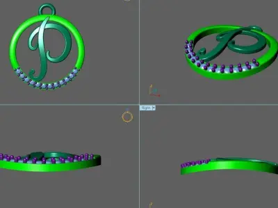 Initial Letter Pendant P 3D print model