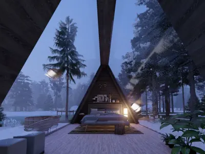 kiara - a frame glamping hut Low-poly 3D model
