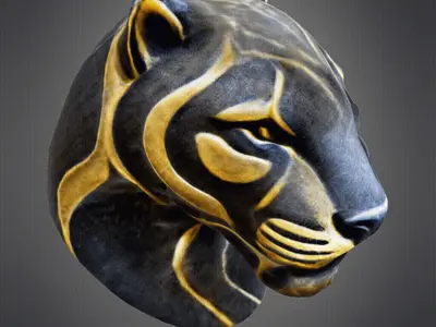 Marble Panther Face Bust 3D print model
