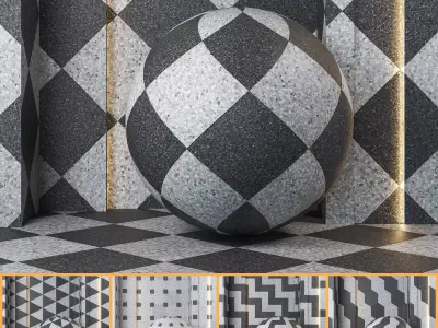 4K Terrazzo Diamond Floor Textures  - Seamless PBR - 5 Patterns Texture