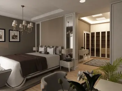 Bedroom with wardrobe 3D model