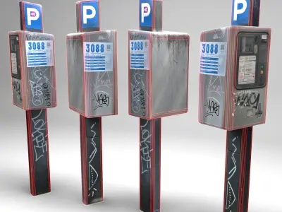 Parking meters Low-poly 3D model