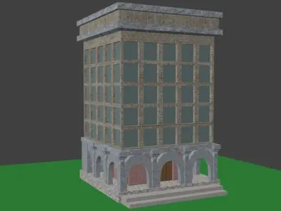 Bilding building in minecraft Low-poly 3D model