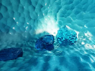Frozen Cave V2 - Ice Cavern Base Environment with Icy Stones  3D model