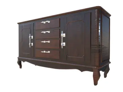 Wooden Floor Cabinet Low-poly 3D model