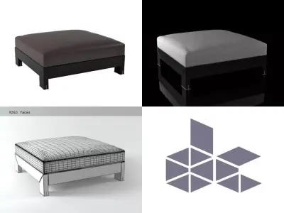 Alison Black ottoman 3D model