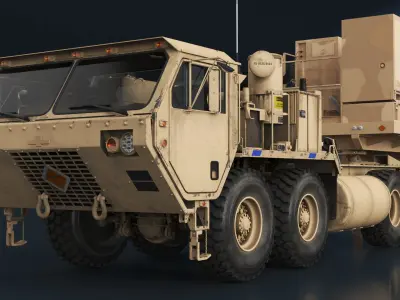  Control Center with Raised Antennas and Truck 