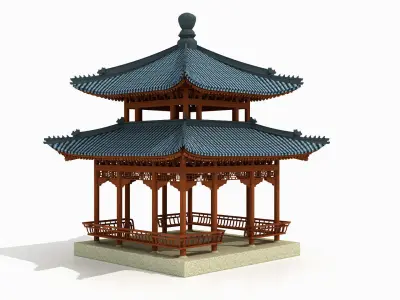 Four corner double layered pavilion 3D model