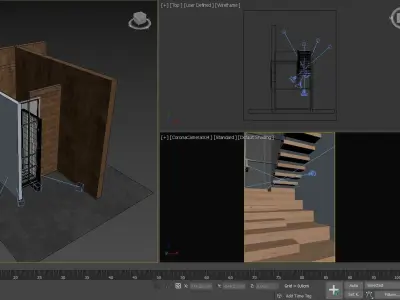Stairs wooden staircase in house 3D model