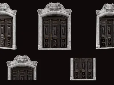 Four wooden doors of different styles 3D Model Pack