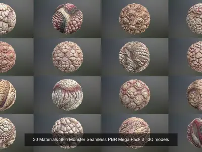30 Materials Skin Monster Seamless PBR Mega Pack 2 Texture