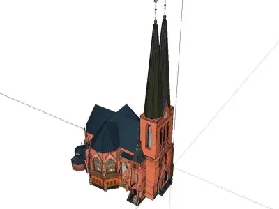 Architecture-Religion-God-Culture-Temple-032 church with two ... 3D model