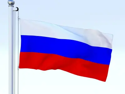 Animated Russia Flag Low-poly 3D model