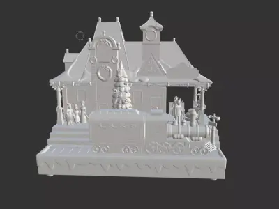 Train Station Low-poly 3D model