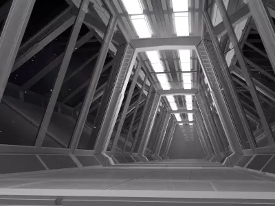 Sci Fi Tunnel Low-poly 3D model 9