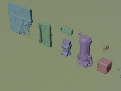 Abandoned Sci-Fi Bunker Kit 10 Modular Game Assets FBX  GLB PBR 3D model