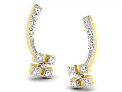 Gold Diamond Women Earring 3D print Model 3D print model 35